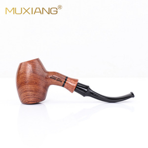 Muxiang Wooden Tobacco Pipe Bent Shape Solid Wood Handmade Smoking Pipe With Case For Personal Gift - Product Image 2