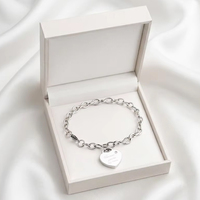 Pulsera de Cadena Rolo con Dije de Corazón de Acero Inoxidable y Zirconia, Estilo Personalizado