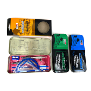 9pcs Alat Tulis Set Matematika Perlengkapan Sekolah Kotak Geometri Logam - Product Image 2