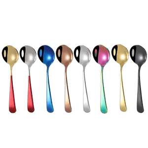 Reusable Eco Friendly Titan Plate Kitchen Table Scoop Spoon Silver Stainless Steel Spoon