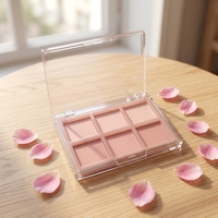 Boîte à fards à paupières en acrylique transparente à 6 compartiments avec couvercle rabattable pour blush/enlumineur, emballage cosmétique personnalisé