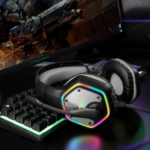EKSA E1000 7.1-Casque de jeu virtuel Surround RGB avec micro ANC Super Bass pour <span class=keywords><strong>PC</strong></span> PS5 Gris Vert - Product Image 3