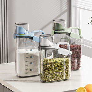 Dispensador de arroz de cocina transparente Botella de contenedor de alimentos de plástico de 2000ML con asa - Product Image 5