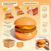 Jouet Squishy TPR Hamburger à Presser, Aliment Simulé à Assembler, Jouet Anti-Stress pour Enfants