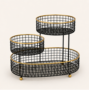 Tabletop Premium Black Metal <b>Fruit</b> Basket Sleek Modern Design for Stylish Countertop <b>Fruit</b> <b>Storage</b> and Display - Product Image 5