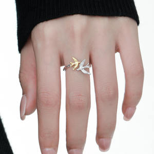 Groothandel Fijne Sieraden S925 Sterling Zilver Tweekleurig Onregelmatige Textuur Vogel Wijsvinger <span class=keywords><strong>Ring</strong></span> voor Vrouwen - Product Image 4