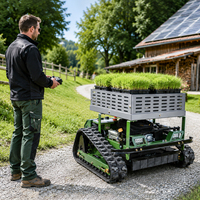 Plateforme de transport utilitaire sur chenilles à moteur thermique pour l'entretien des pelouses et la manutention de matériaux, idéale pour les fermes solaires et les vignobles, pour la tonte et le bricolage