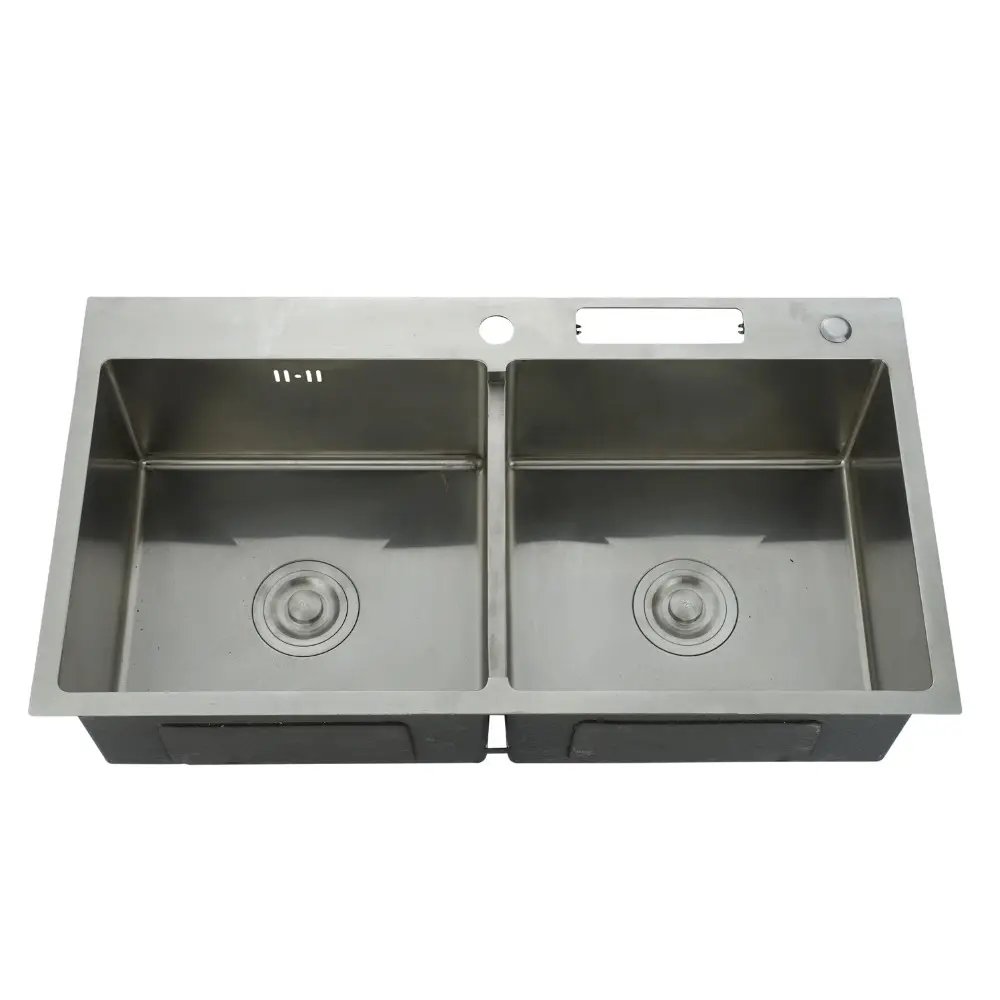 Kitchen Sink 304 Double Sink 304 Stainless Steel Handmade Kitchen Sink Home Use Hand Wash Undermount Basin Double Bolw LS7843SA-2