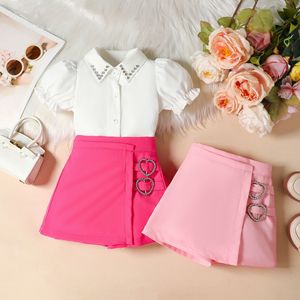 Abbigliamento Estivo Coreano 2026 per Ragazze: Completo Due Pezzi con Camicia Elegante a Maniche Corte a Sbuffo e <span class=keywords><strong>Pantaloncini</strong></span> - Boutique di Abbigliamento per Bambini - Product Image 2
