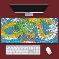 Grand tapis de souris Dragon de Style chinois, tapis de jeu noir, tapis de clavier en caoutchouc, tapis de bureau, tapis de Table, tapis de souris