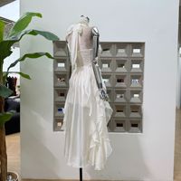 Robe longue décontractée sans manches pour femme, style trapèze, lavable, avec broderie papillon et dos nu