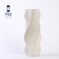 Vase en céramique de Jingdezhen, vente en gros, imprimé en 3D, motif nid d'abeille creux, support de fleurs minimaliste, ornement de bureau, récipient à fleurs