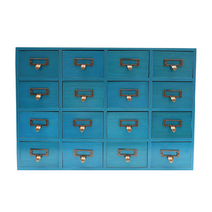 Boîte de rangement rectangulaire rustique en bois noir pour herbes, coffre d'apothicaire de table avec poignées métalliques, armoire de classement pour cartes de bibliothèque - Product Image 1