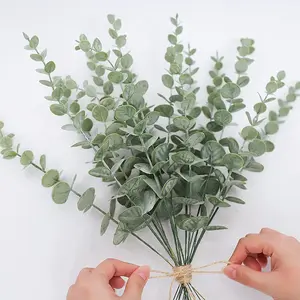 Eucalyptus Stems Artificial Eucalyptus Leaves Stems Real Grey Green Touch Leaf Branches for Home Office Flowers Bouquet Decor