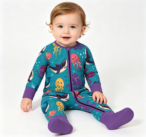 Combinaison décontractée en bambou et élasthanne pour bébé fille, imprimé requin, vêtements respirants JAYE - Product Image 2