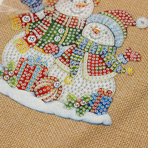 Peinture au diamant DIY, chaussettes de Noël, lin, coton, cadeaux, sac à bonbons, peinture au diamant en strass, artisanat DIY, chaussette de Noël - Product Image 4