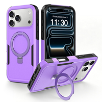 Coque de téléphone magnétique antichoc avec support pliable pour iPhone 17 Pro Max, de luxe, agréable au toucher, compatible avec la recharge sans fil, vente en gros
