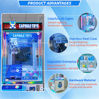 Happy Ball Claw Compact Crane Machine Distributeur de capsules chinoises avec interface anglaise, construction en plastique, plusieurs modèles