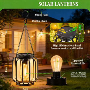 Lámparas Colgantes Solares de 1000LM, Resistentes al Agua IP65, Metálicas, Vintage, Decorativas, con Luces LED para Jardín y Patio, en Oferta - Product Image 2