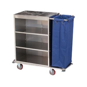 Carrito de limpieza de plástico para hotel, carrito de limpieza comercial, carrito de servicio de habitación con ruedas - Product Image 6