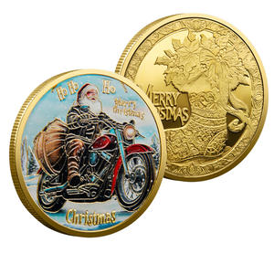 Рождественский Санта-Клаус на мотоцикле, памятные монеты, сувенирная рельефная коллекция, металлические поделки, праздничные подарки 40 мм - Product Image 1