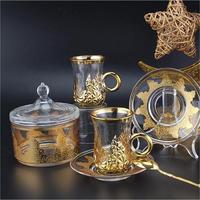 Nouvel Arrivage en Gros – Services de Moulage Personnalisé – Ensembles de Tasses à Thé en Verre Plaqué Or/Argent Gravé de Luxe – Meilleurs Cadeaux pour Mariages et Fêtes