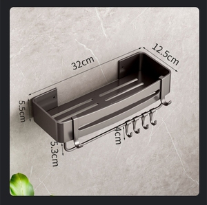 Soporte de almacenamiento para baño sin perforación, diseño triangular de aluminio espacial, estante de pared montado en la pared, estante de esquina de baño doble - Product Image 3