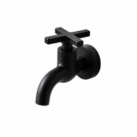 Keran Dinding Modern Berbahan Kuningan dengan Gagang Seng untuk Mesin Cuci dan Wastafel, Finishing Hitam, untuk Penggunaan Air