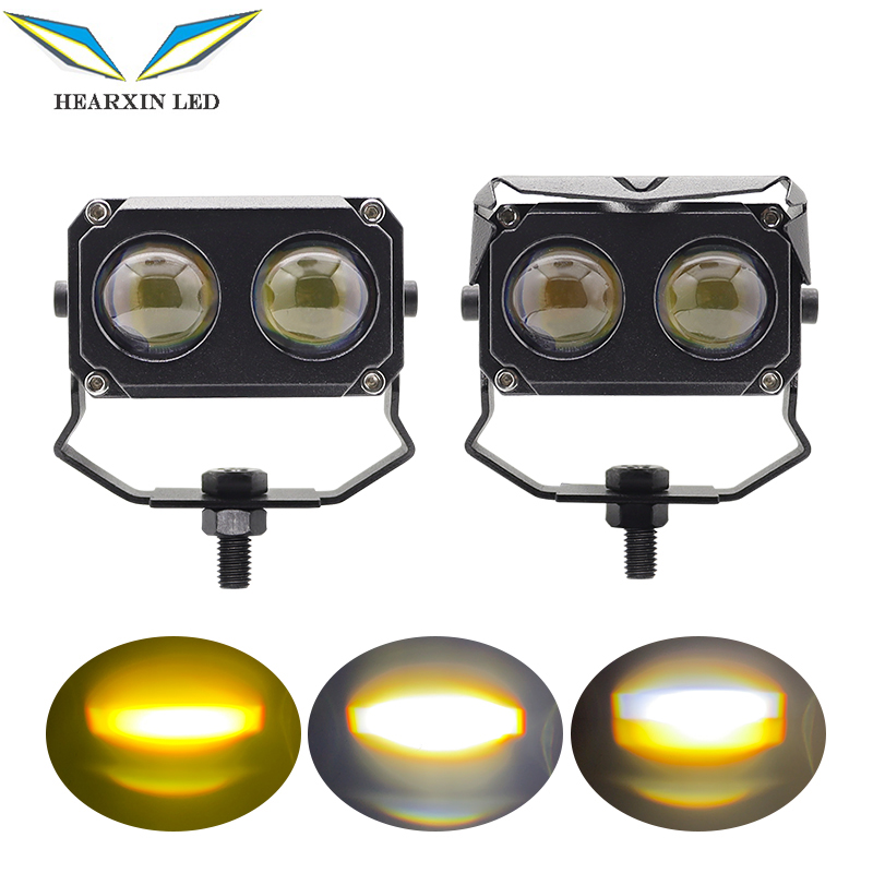 Hearxin светодиодная мотоциклетная светодиодная фара Bi-Color проекционный объектив автомобиль ATV Точечный светильник/Ближний луч дальнего света