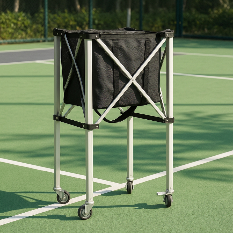 Durable Pickleball Accessories Cart 4-Wheel Holds 150 Balls Pickleball Cart Wheeled Storage Cart for Club & School Use
