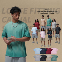 Camiseta Personalizada con Impresión DTG Estilo Vintage Streetwear 250G de Algodón Lavada al Sol con Efecto Desgastado para Hombre, Corte Oversized, Teñido en Spray y Desteñido, Diseño OEM