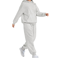 Vêtements de créateur personnalisés en gros OEM ODM, 100% coton, broderie/impression de logo, ensemble 2 pièces à capuche ample et tendance pour femmes