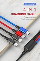 Chargement rapide fou 4-en-1 câble de type C veste en nylon chargeur de téléphone Android avec écouteur compatible avec les téléphones 15/14/13/12/11