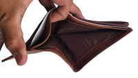 Dompet Lipat Pria Kulit Asli Anti RFID dengan Logo Kustom, Desain Fashion, Bukaan Terbuka, untuk Penggunaan Sehari-hari, Harga Terjangkau, OEM ODM