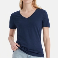 T-shirt à col en V à manches courtes, décontracté, à porter tous les jours, uni, doux, respirant, léger, haut d'été, t-shirt personnalisé pour femmes