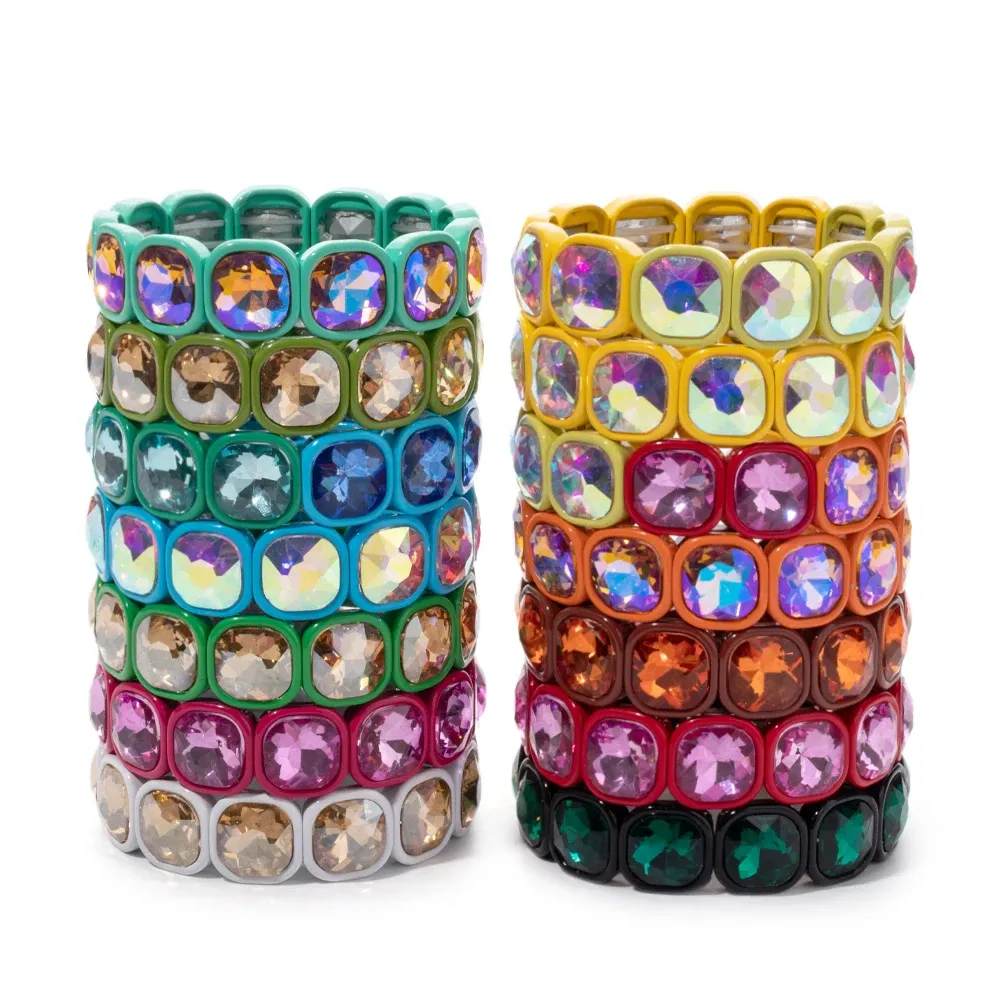 Neues Design Winter Kristall Perlen-Armbänder bunte Perlen elastische Armbänder für Damen handgefertigter bohemianischer glänzender Schmuck