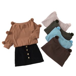 Conjunto de Ropa de Dos Piezas para Niña, Top Informal de Verano y Falda Corta, de Algodón Suave, Manga Larga - Product Image 1