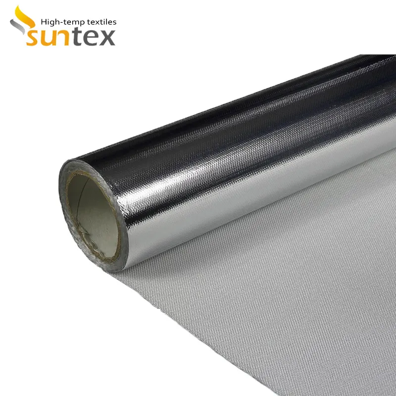 Rollo laminado de tela recubierta de papel de aluminio de buena calidad, tela de fibra de vidrio ignífuga