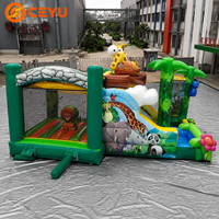 Château gonflable personnalisé Ceyu pour fête d'anniversaire sur le thème de la jungle, aire de jeux extérieure avec toboggan pour enfants