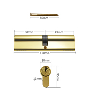 Cylindre de serrure de porte UPVC Wellone Euro Profile 120 mm (60/60) (40/80) couleur or, grade 2 ANSI, nickelé avec 3 clés en laiton