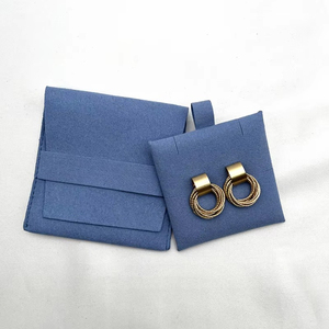 Blue Wholesale Custom Suede Jewelry Pouch Bag with Rings/<b>Bracelet</b> Holder 8*8+8 cm or Customized Size - Product Image 3