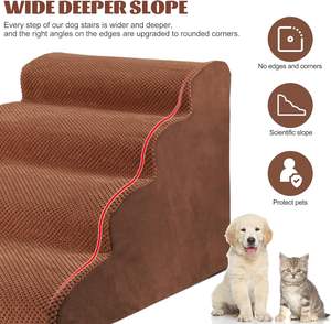 Maßgefertigte, Langlebige Haustier-Rampe mit Treppe für Hohe Betten, Schaumstoff, Abnehmbare Abdeckung, Robuste Cord-Hunde- und Katzen-Rampen - Product Image 5