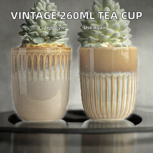 แก้วกาแฟเอสเพรสโซ่แบบญี่ปุ่น วินเทจ ขนาด 260 มล. ทำจากพอร์ซเลน ใช้ซ้ำได้ ดีไซน์สไตล์ญี่ปุ่น-ดีไซน์ทันสมัย เหมาะสำหรับร้านอาหาร โรงแรม รุ่น ODM ร้านกาแฟ - Product Image 2