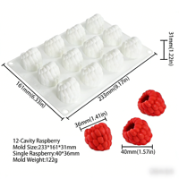 Moldes de silicona para pastel de mousse de frambuesa, moldes para hornear chocolate, bandeja de silicona 3D para hornear, molde para jabón y velas para panadería, aprobado por la FDA