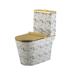 Inodoro de Cerámica de Diseño Moderno y Lujoso para Baño, con Ahorro de Agua de 4.5 <span class=keywords><strong>L</strong></span>, Descarga Tornado, Color Dorado, de Una Pieza - Product Image 4