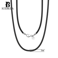 ICEBELA véritable italien 2mm & 3mm noir ou marron cuir cordon chaîne collier pour hommes femmes avec fermoir en argent Sterling 925