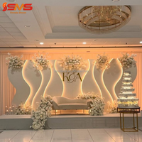 Panneau mural LED en PVC acrylique pour toile de fond de scène de mariage SMS, support de toile de fond en acrylique à lumière chaude ondulée