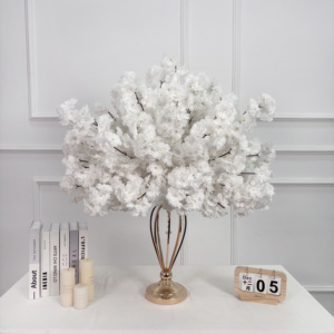 Bola de Flores Artificiales de 60 cm, Precio de Fábrica al por Mayor, Decoración de Bola de Flores de Cerezo de Seda Blanca, Centro de Mesa Floral - Product Image 1