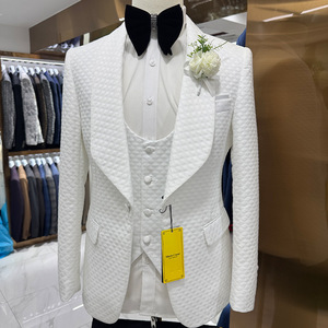 S067N 2025 nouveau 3 pièces <span class=keywords><strong>blanc</strong></span> hommes <span class=keywords><strong>mariage</strong></span> décontracté hôte costume <span class=keywords><strong>pour</strong></span> printemps été exportation transfrontalière élégant <span class=keywords><strong>pantalon</strong></span> hommes costume - Product Image 6