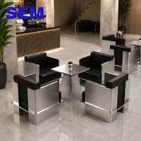Ensemble de banquettes de restaurant SEM, table en acier inoxydable et ensemble de chaises rembourrées pour restaurant, café, hôtel, projet commercial